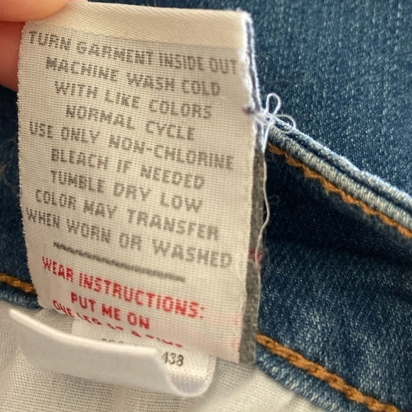 Torrid denim mini knee length skirt striped size 18 frayed hem - Picture 8 of 8